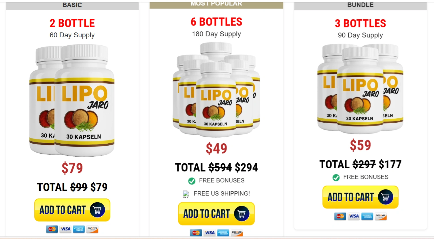 LipoJaro  Pricing Details